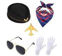 YIGZYCN Flyer - Kit de disfraz de cosplay con sombrero de capitán para adultos, equipo de juego de rol, elegante azafata para ocasiones festivas, conjunto de disfraz para parejas