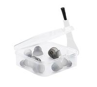 YIGZYCN Funda para audífonos a prueba de polvo con almohadillas de silicona y cepillo de limpieza, organizador de almacenamiento portátil transparente para dispositivos auditivos con sello higiénico