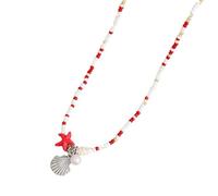 YIGZYCN Gargantilla de cuentas de moda, collar con colgante de estrellas de mar, adorno, elegante cadena de cuello con cuentas, accesorio único