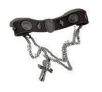 YIGZYCN Gargantilla de cuero de estilo punk vintage con colgante de cruces y tachuelas romanas para una declaración de moda única
