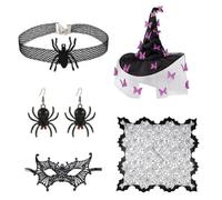 YIGZYCN Gargantilla de Halloween para mujer, sombrero de bruja, máscara de ojos, gargantilla, aretes para mujer