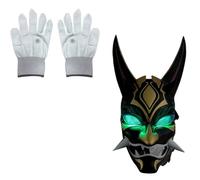 YIGZYCN Genshin Impacts - Máscara de figura de anime de Xiao con luz de cara completa, interruptores de inducción, guantes para Halloween y cosplay