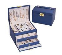 YIGZYCN Joyero de 3 capas para mujer, caja de almacenamiento portátil de joyería de viaje para estuche, aretes, collar