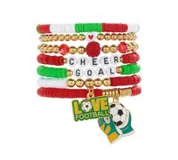 YIGZYCN Juego con dije "I Love Soccer y cuentas de corazón para el día del partido de fútbol, joyería para fanáticos del fútbol, One Size, como se describe