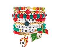 YIGZYCN Juego con dije "I Love Soccer y cuentas de corazón para el día del partido de fútbol, joyería para fanáticos del fútbol, One Size, como se describe
