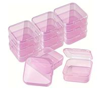 YIGZYCN Juego de 12 cajas de almacenamiento con tapa, apilables, pequeñas, cuadradas, transparentes, transparentes, multiusos, organizadores de colores