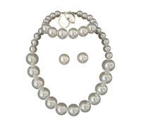 YIGZYCN Juego de 2 elegantes collares y aretes de perlas de imitación, 5 piezas, para ocasiones especiales, uso diario, juego de joyas de perlas de moda, One Size, como se describe, como se describe