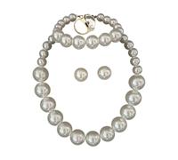 YIGZYCN Juego de 2 elegantes collares y aretes de perlas de imitación, 5 piezas, para ocasiones especiales, uso diario, juego de joyas de perlas de moda, One Size, como se describe, como se describe