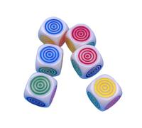 YIGZYCN Juego de 6 dados redondos coloridos de 16 mm con puntos redondos a rayas para fiestas, acrílicos, 6 caras, en forma de círculo, juego de dados de seis caras