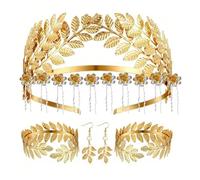 YIGZYCN Juego de accesorios para disfraz de diosas griegas, toca, diadema, brazo, pulsera, aretes, collar, joyería, Metal