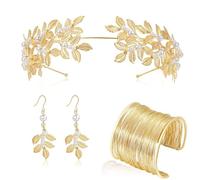 YIGZYCN Juego de accesorios para disfraz de diosas griegas, toca, diadema, brazo, pulsera, aretes, collar, joyería, Metal