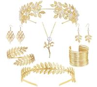 YIGZYCN Juego de accesorios para disfraz de diosas griegas, toca, diadema, brazo, pulsera, aretes, collar, joyería, Metal