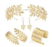 YIGZYCN Juego de accesorios para disfraz de diosas griegas, toca, diadema, brazo, pulsera, aretes, collar, joyería, Metal