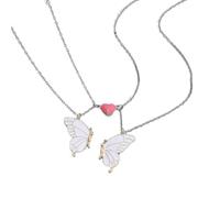YIGZYCN Juego de collar de mariposa de la amistad con diseño brillante nocturno y elegante artesanía de aceite por goteo para mujer, elegante cadena de clavícula, One Size, Metal, Sin piedra preciosa
