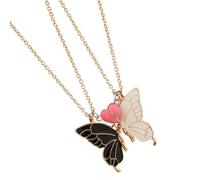 YIGZYCN Juego de collar de mariposa de la amistad con diseño brillante nocturno y elegante artesanía de aceite por goteo para mujer, elegante cadena de clavícula, One Size, Metal, Sin piedra preciosa