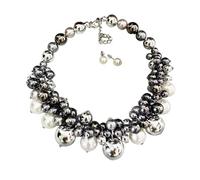 YIGZYCN Juego de collar y aretes de perlas cortas de inspiración retro, diseño transpirable, para múltiples ocasiones, elegante cadena de clavícula de perlas cortas, talla única, como se describe