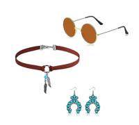 YIGZYCN Juego de joyas bohemias para mujer, joyería de moda, turquesa, collar, pulsera, aretes, gafas de sol, diadema, regalo, Piedra