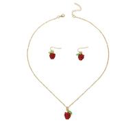 YIGZYCN Juego de joyas de frambuesa para mujer, collar y aretes de aleación de moda, accesorios temáticos de frutas para uso diario
