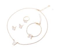 YIGZYCN Juego de joyas de mariposa para niñas, collar con colgante de moda, cadena ajustable con brazalete, anillos, aretes
