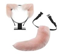YIGZYCN Juego de orejas y cola de gato, pelo sintético, diadema de orejas de lobo con cola, Halloween, Navidad, cosplay, fiesta, accesorios de disfraz