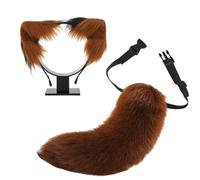 YIGZYCN Juego de orejas y cola de gato, pelo sintético, diadema de orejas de lobo con cola, Halloween, Navidad, cosplay, fiesta, accesorios de disfraz