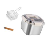 YIGZYCN Juego de utensilios de cocina de acero inoxidable multifuncionales, apilables, ahorra espacio para freír al aire libre, sartén de acero inoxidable