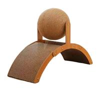 YIGZYCN Juguete para gatos con bola de sisal giratoria y base de madera para estimular la curiosidad, juguete giratorio de sisal para gatos con base de madera