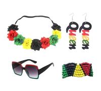YIGZYCN Juneteenth - Juego de joyas africanas para mujer, accesorios de Jamaica, aretes colgantes de reina, pulsera con cuentas de gafas de sol para mujeres negras, Tela