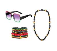 YIGZYCN Juneteenth - Juego de joyas africanas para mujer, accesorios de Jamaica, aretes colgantes de reina, pulsera con cuentas de gafas de sol para mujeres negras, Tela