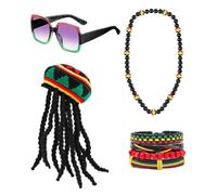 YIGZYCN Juneteenth - Juego de joyas africanas para mujer, accesorios de Jamaica, aretes colgantes de reina, pulsera con cuentas de gafas de sol para mujeres negras, Tela