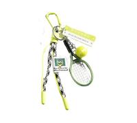 YIGZYCN Llavero deportivo verde tejido a mano con diseño de raqueta de tenis y pelota para entusiastas de la cadena de moda, f, Talla única