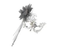 YIGZYCN Máscara de media cara de metal con diamantes de imitación de flores para mujer