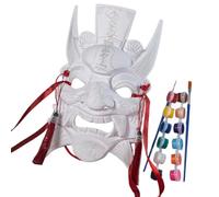 YIGZYCN Máscara de óperas Nuo en blanco con pincel de dibujo de pigmentos, juego de máscara sin pintar