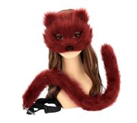 YIGZYCN Máscara de pelo sintético con cola de zorro y gatos, máscara y cola para Halloween, fiesta de cosplay