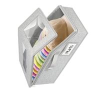 YIGZYCN Organizador de gorras de gran tamaño con marco plegable y ventana transparente para almacenamiento de sombreros para viajes y uso doméstico, caja de almacenamiento de sombreros de gran