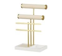 YIGZYCN Organizador de joyas extraíble en forma de T para pulseras, collares, construcción de metal y madera, organizadores de joyas multicapa para collares, aretes