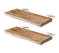 YIGZYCN Paquete de 2 estantes flotantes de madera marrón claro de 40 cm, almacenamiento de pared, organizadores modernos para el hogar que ahorran espacio para el baño