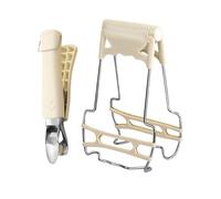 YIGZYCN Paquete de 2 soportes nórdicos de silicona para ollas con diseño de acero inoxidable a prueba de calor, utensilios de cocina para un agarre seguro, soportes para cuencos