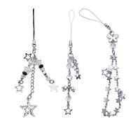 YIGZYCN Paquete de 3 llaveros con dije de estrella para teléfono, accesorios de correa de teléfono de estrella, bonita joyería de aleación para amantes de la moda