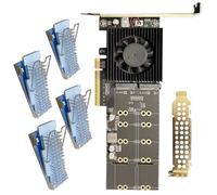 YIGZYCN PCIe4.0 - Tarjeta de expansión NVMe de 4 puertos compatible con 4 unidades sin BIOS Split Natives Plug Play disipador de calor de aluminio