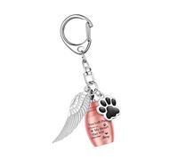 YIGZYCN Pet MemorialS - Colgante de urna de acero inoxidable con cadena y alas para llavero conmemorativo duradero