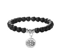 YIGZYCN Pulsera elástica de cuentas de oración budista con exquisito colgante de loto, unisex, cordón elástico, One Size, como se describe