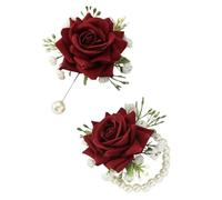 YIGZYCN Ramillete de muñeca de flores de seda de estilo vintage, elegante con perlas, flor de seda