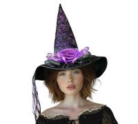 YIGZYCN Sombrero de bruja de ala ancha con luz LED, gorro de bruja grande, sombrero de bruja, disfraz de Halloween, cosplay, para mujeres y hombres