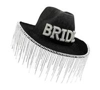 YIGZYCN Sombrero de novia popular con perlas artificiales y borlas de diamantes de imitación para despedida de soltera de moda