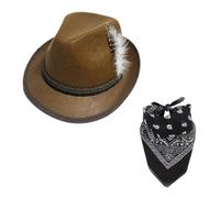 YIGZYCN Sombrero de plumas para disfraz de Oktoberfest para adultos, incluye bufanda y gafas con marco de corazón