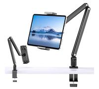 YIGZYCN Soporte giratorio para tabletas con base de 360 grados y múltiples ángulos para pantallas de 4.7 a 13 pulgadas, soporte de brazo de abrazadera