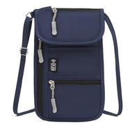 YIGZYCN Soporte para pasaportes con correa cruzada ajustable y gran capacidad para accesorios de viaje seguros, organización, accesorio cruzado, azul marino