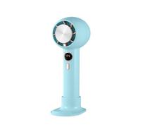 YIGZYCN Ventilador de mano recargable de 3 engranajes, pantalla digital, ventilador de bolsillo para viajes, oficina, hogar, camping, al aire libre, tres velocidades