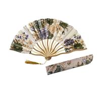 YIGZYCN Ventilador portátil de mano de tela de seda china con borlas y funda para actuaciones de baile y decoración del hogar